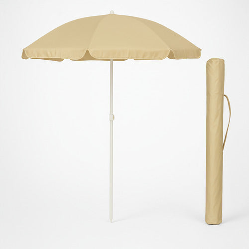 Sombrilla Playa Jardín Premium Con Filtro Uv Exterior Beige Lisa