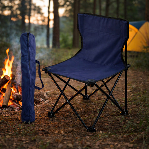 Silla De Camping Playa Verano Resistente Lona Azul