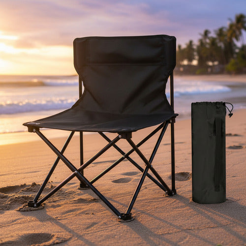 Silla De Camping Playa Verano Resistente Lona Negro