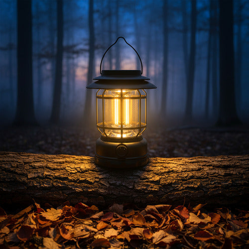 Farol Solar Recargable Camping Jardin Led Negro