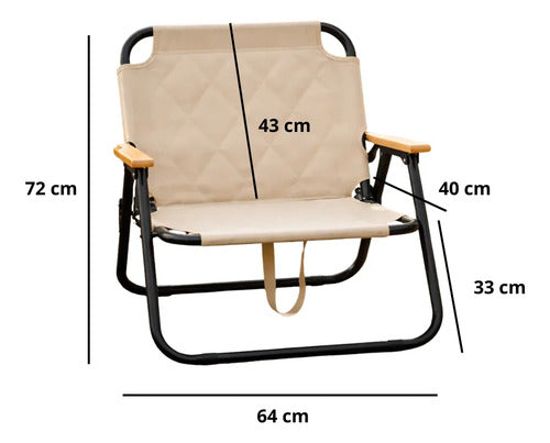 Silla De Camping Jardín Símil Madera Reforzada Beige Premium Beige