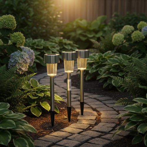 Luz Exterior Solar Estaca Luminaria De Jardín Pincho X4