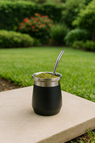 Mate De Acero Inoxidable 200 Ml Negro Lisa