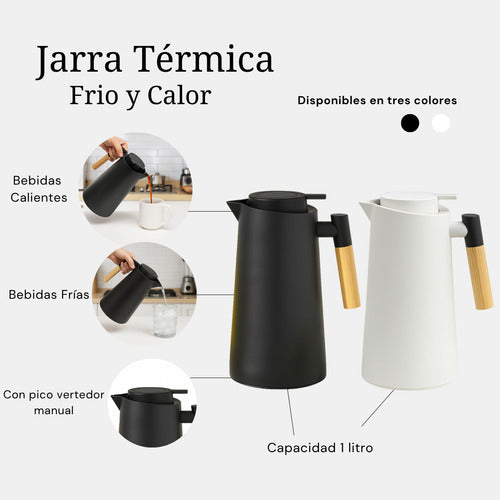 Jarra Térmica Frío Calor 1l Té Café Mantiene Temperatura Blanco
