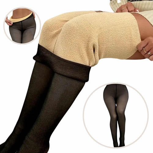 Calza Térmicas Corderito Ultra Calientes Medias Hot Max   Negro Liso Único