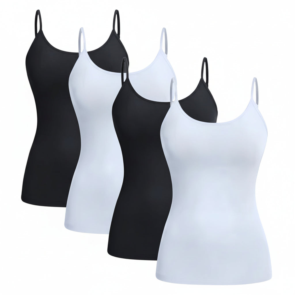 Prili De Mujer Calidad Premium X4 Tela Morley Blanco Y Negro Unico Lisa