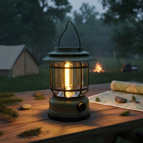 Farol Solar Recargable Camping Jardin Led Verde