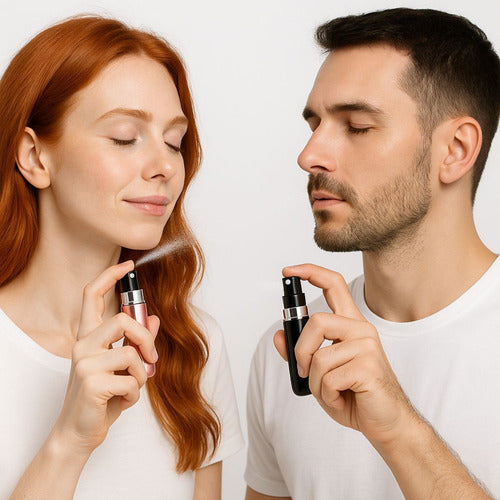 Pack Atomizador De Perfume Recargable Portátil Mini 5ml X2 Negro Y Rosa