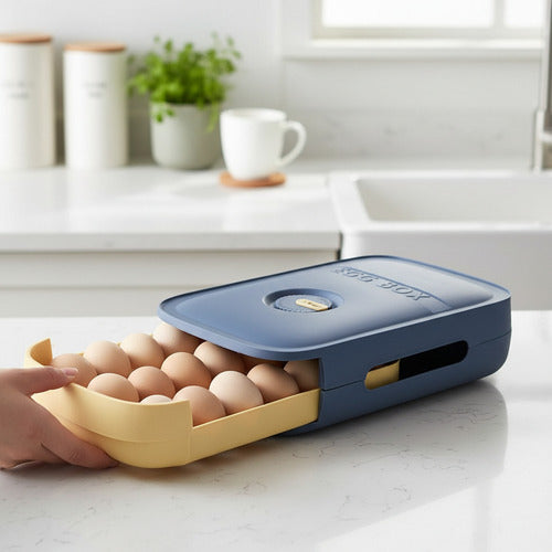 Huevera Caja Organizadora Huevos Aiplable 18 Unidades Azul Marino