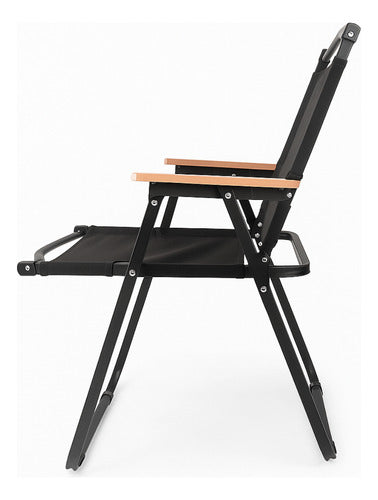 Silla Jardín Playera Plegable Con Apoyabrazos Reforzada Negro Liso