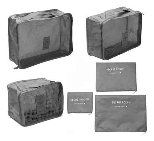 Set Organizador Valija Viaje Almacenamiento Equipaje Premium Gris
