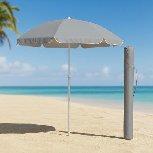 Sombrilla Playa Jardín Premium Con Filtro Uv Exterior Gris Lisa