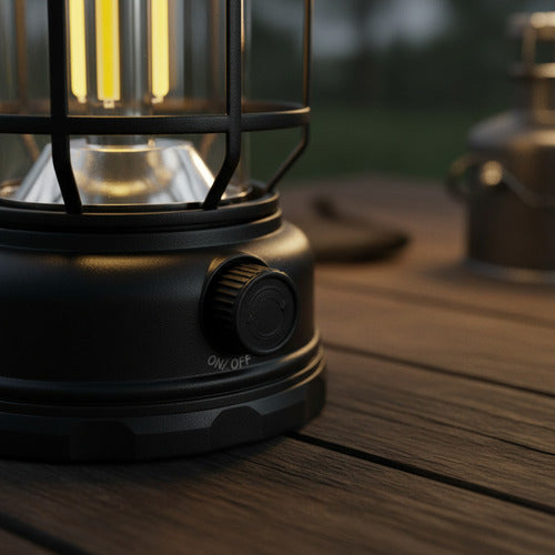 Farol Solar Recargable Camping Jardin Led Negro