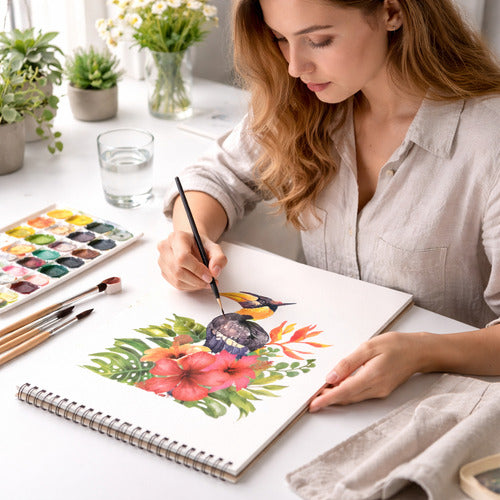 Block Dibujo A3 Acuarela 180g Calidad Premium X24 Hojas Blanco