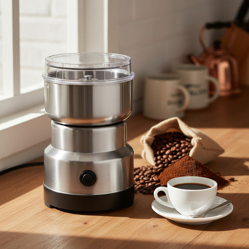Molinillo Café En Grano Electrico Acero Inoxidable Potente Gris