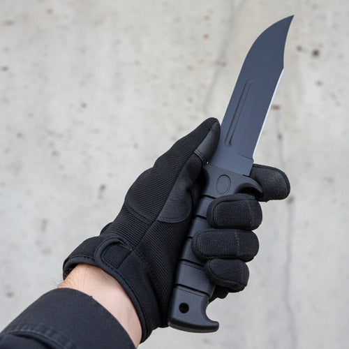 Cuchillo Camping Caza 30 Cm Con Estuche Premium Negro