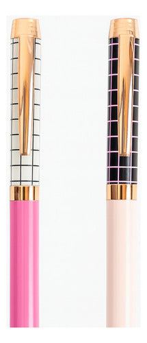 Set Bolígrafo Lapicera + Estuche Fw Classic Tinta Azul X2 Dorado Azul