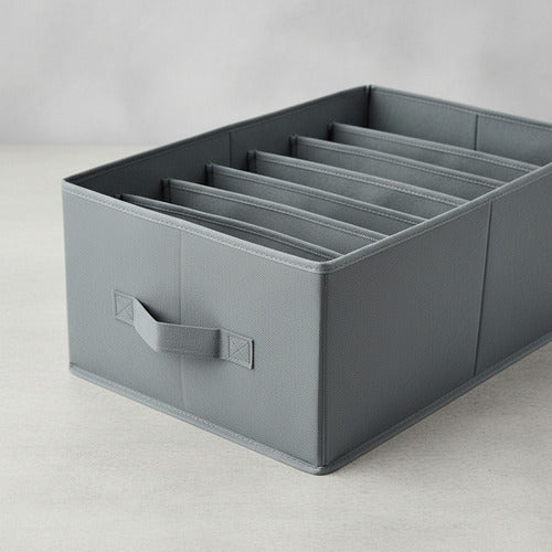 Caja Organizadora Plegable De Tela Con Separaciones Premium Gris Oscuro Lisa
