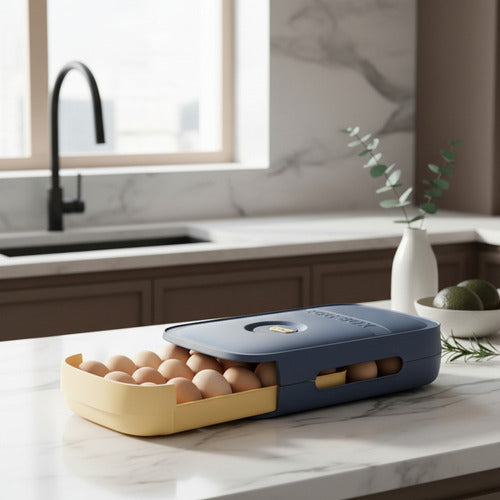 Huevera Caja Organizadora Huevos Aiplable 18 Unidades Azul Marino