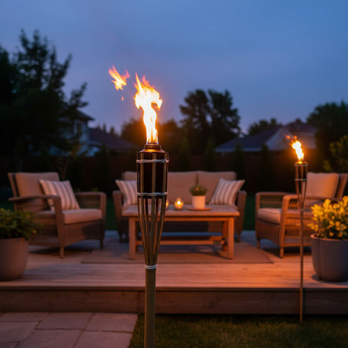 Antorcha De Bambú Anti Insectos Repele Insectos Pack X3 Marrón Claro