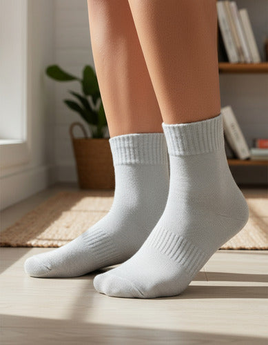 Medias Sin Costura Algodón Suaves Y Cómodas Pack X6 Varios Lisa Único