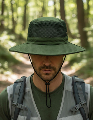 Gorro Sombrero Cubre Nuca Protección Uv Capelina Malla Fit Verde Un Lisa