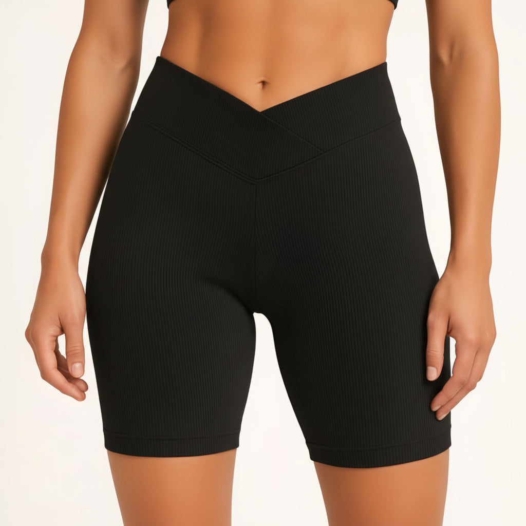 Calza Biker Deportiva Negra De Mujer Con Push Up Tela Morley Negro Lisa