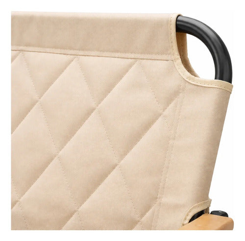 Silla De Camping Jardín Símil Madera Reforzada Beige Premium Beige
