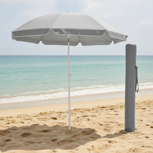 Sombrilla Playa Jardín Premium Con Filtro Uv Exterior Gris Lisa