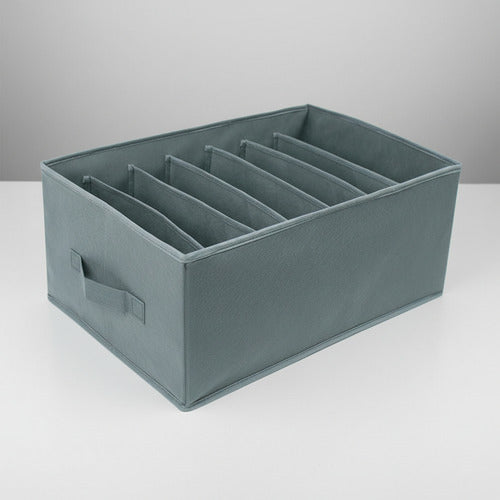 Caja Organizadora Plegable De Tela Con Separaciones Premium Gris Oscuro Lisa