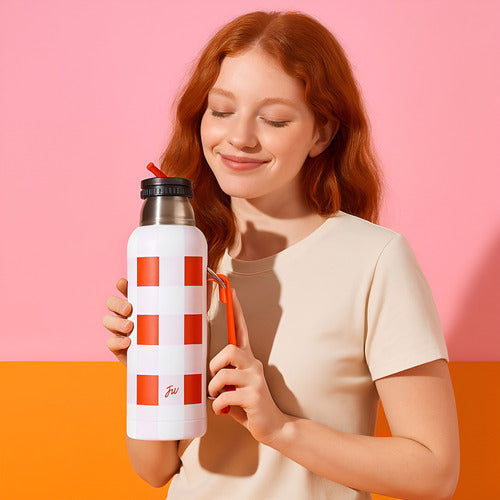 Termo Fw Acero Inoxidable Térmico 1l Colorblock Aesthetic Blanco