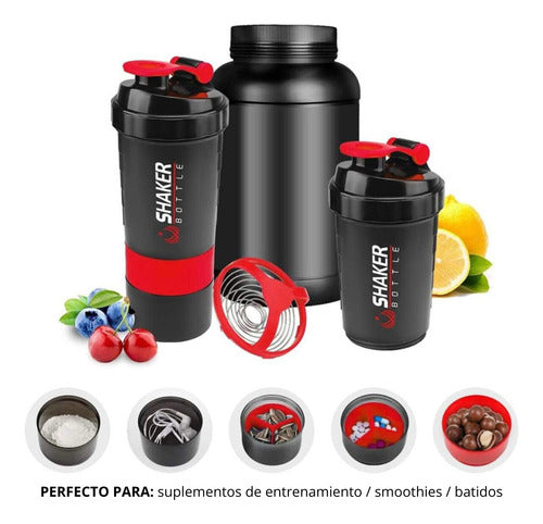 Botella De Agua Pro Gimnasio Con Mezcladora Para Proteína