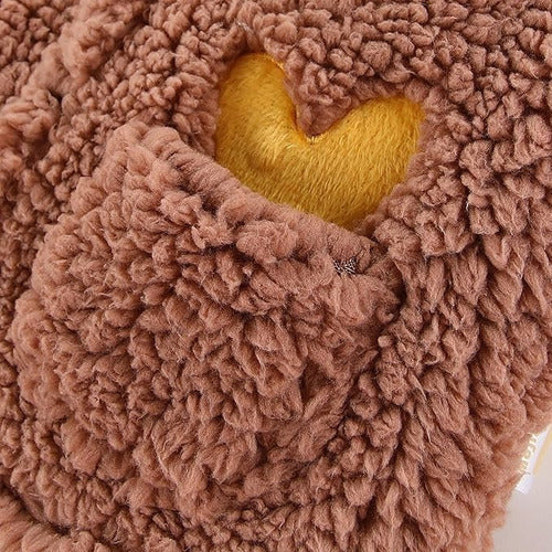 Chaleco Bebé Abrigado Corderito Suave Con Bolsillo Y Bordado Marrón Claro Lisa 3-6 Meses