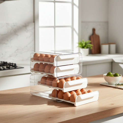 Huevera Organizadora 32 Unidades Apilables Blanco