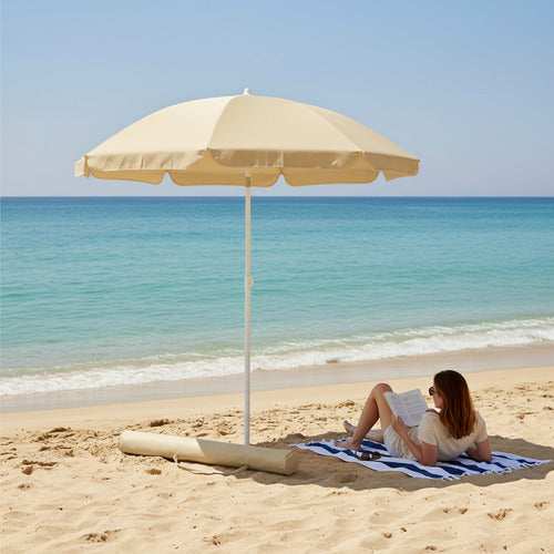 Sombrilla Playa Jardín Premium Con Filtro Uv Exterior Beige Lisa