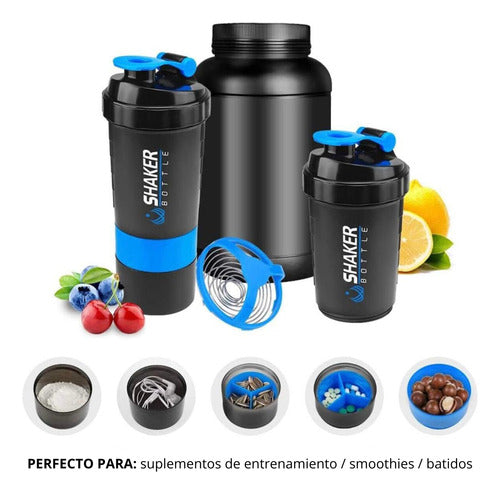 Botella De Agua Pro Gimnasio Con Mezcladora Para Proteína