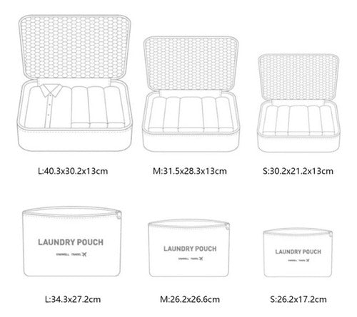 Set Organizador Valija Viaje Almacenamiento Equipaje Premium Gris