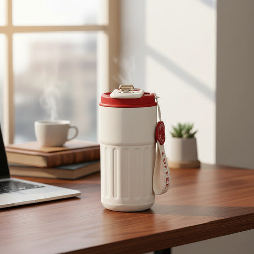 Vaso Térmico Café Agua Acero Inoxidable Frio Y Calor 460ml Bordó Liso