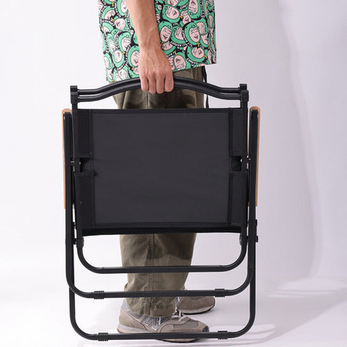 Silla Jardín Playera Plegable Con Apoyabrazos Reforzada Negro Liso