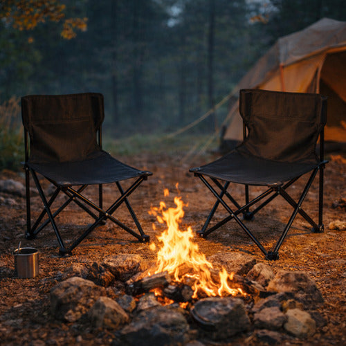 Silla De Camping Playa Verano Resistente Lona Negro
