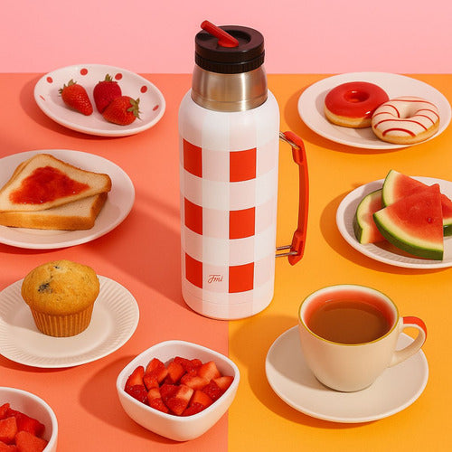 Termo Fw Acero Inoxidable Térmico 1l Colorblock Aesthetic Blanco