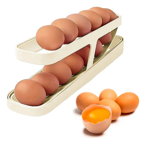 Huevera Organizador Dispensador De Huevos Para 14 Unidades Blanco