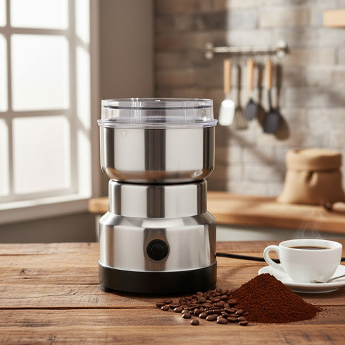 Molinillo Café En Grano Electrico Acero Inoxidable Potente Gris