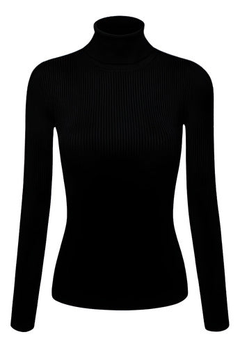 Polera Dama Manga Larga Con Cuello Algodón Muy Calientes