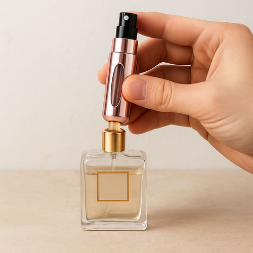 Pack Atomizador De Perfume Recargable Portátil Mini 5ml X2 Negro Y Rosa