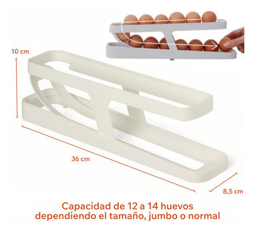 Huevera Organizador Dispensador De Huevos Para 14 Unidades Blanco