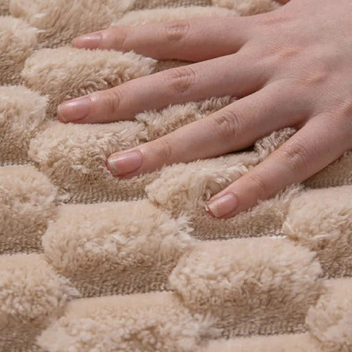 Alfombra De Baño Antideslizante Y Super Absorbente Marrón Claro Geométrico