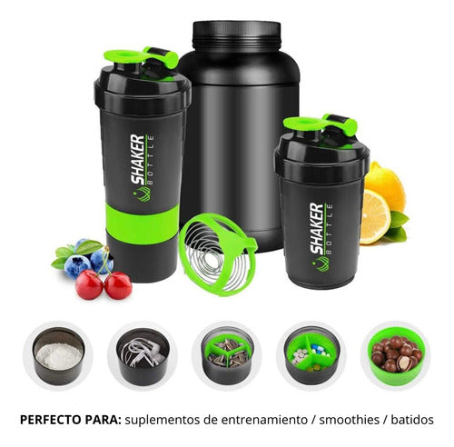 Botella De Agua Pro Gimnasio Con Mezcladora Para Proteína