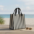Bolso De Playa Negro Playero Cartera Verano Para Mujer Negro Rayas Plateado Negro