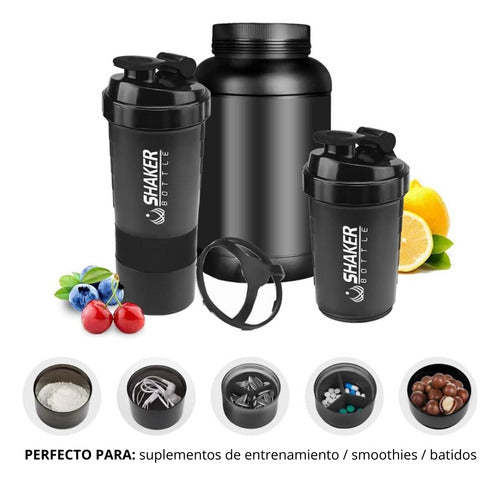 Botella De Agua Pro Gimnasio Con Mezcladora Para Proteína